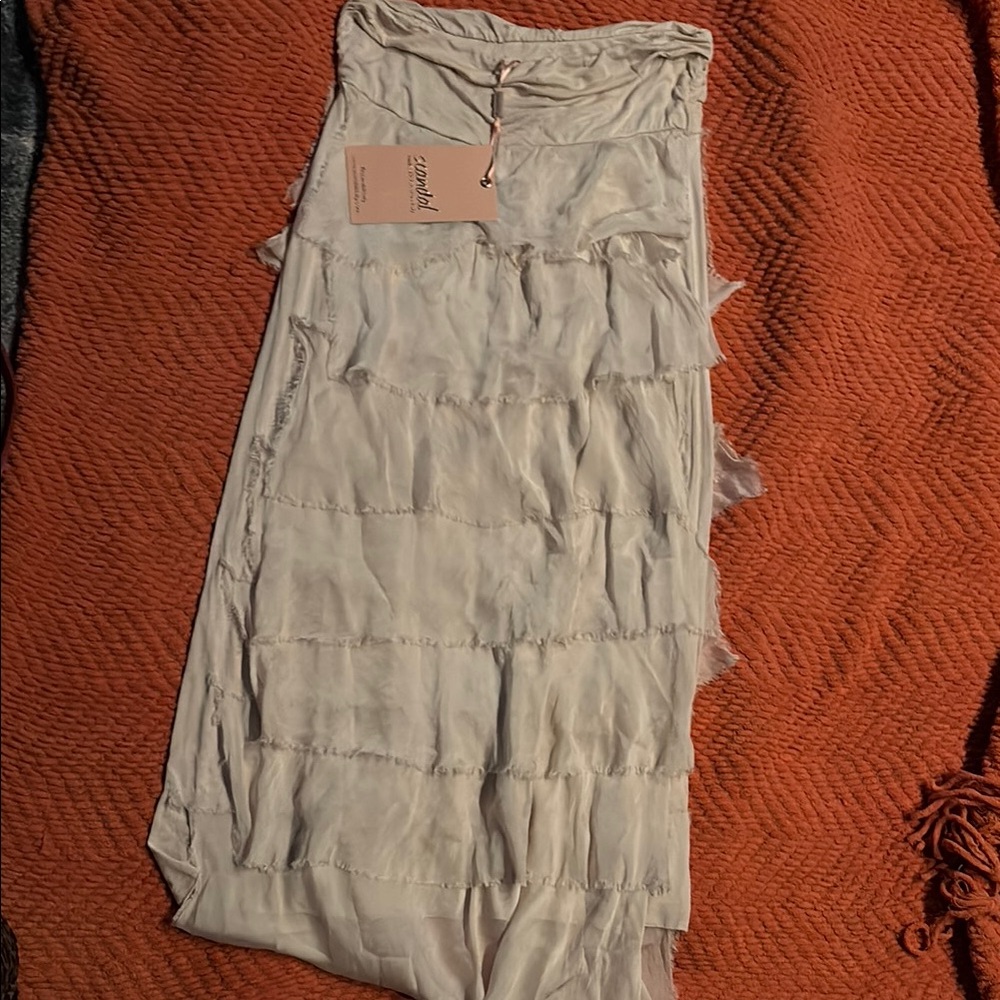 Cream Tiered Maxi Skirt for Casual Resort Wear